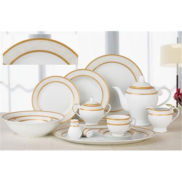 Lorenzo Import Dinnerware 57Pc. Serv-8 Gold AMELIA-57 - main